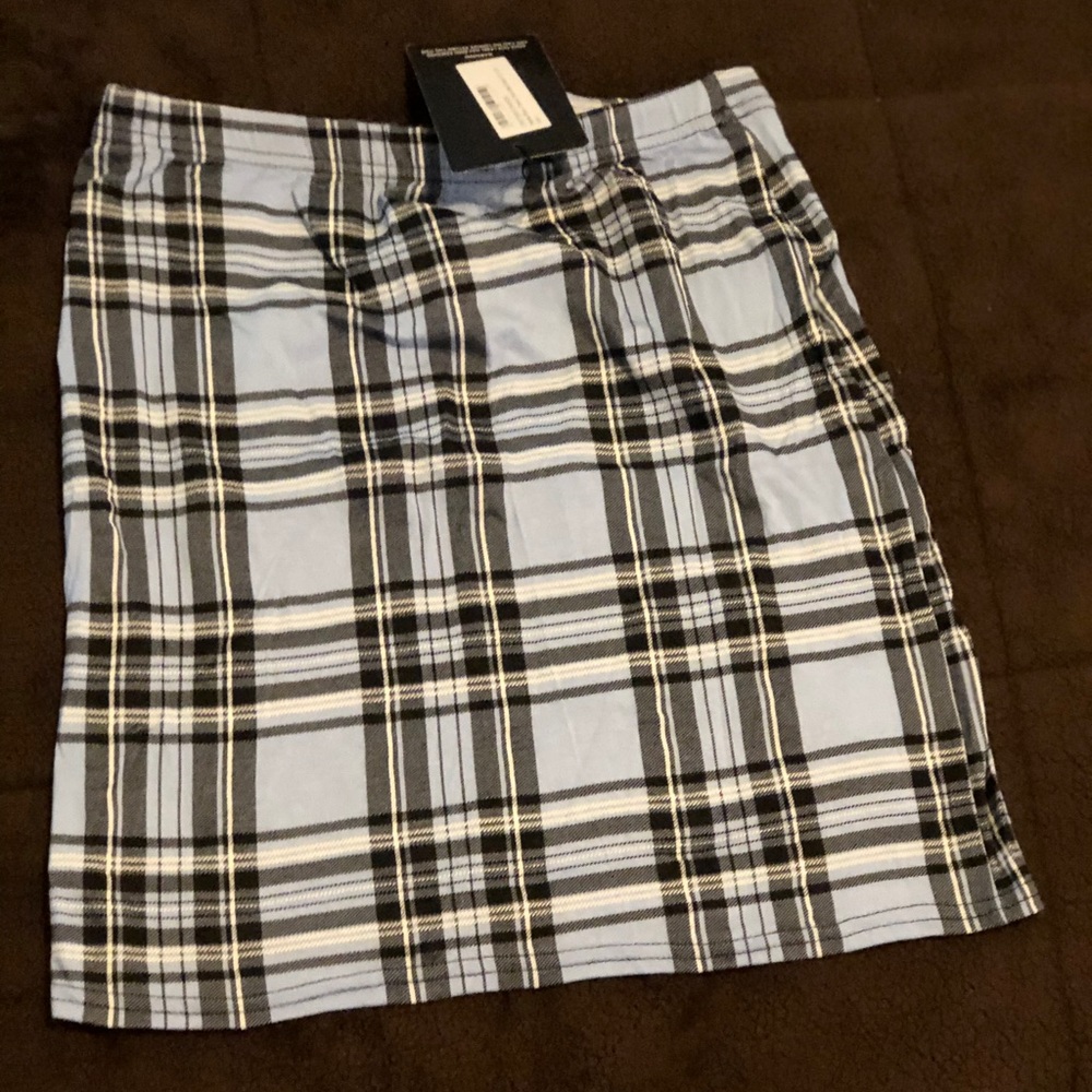 NWT BABY BLUE PLAID SKIRT